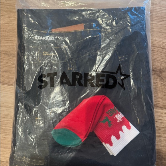 NWT STARRED Navy Blue Super Baggy Wide Leg Jeans